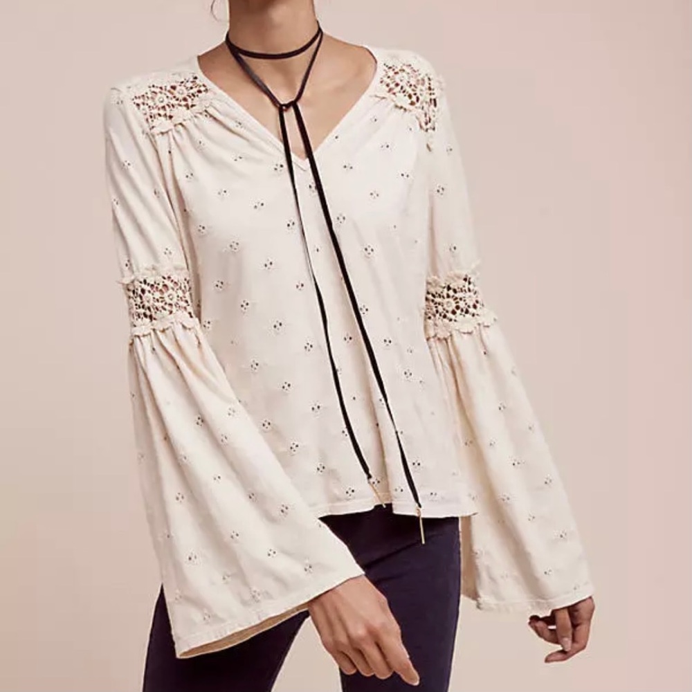 Anthropologie Eri + Ali Tan Calvie Eyelet Top